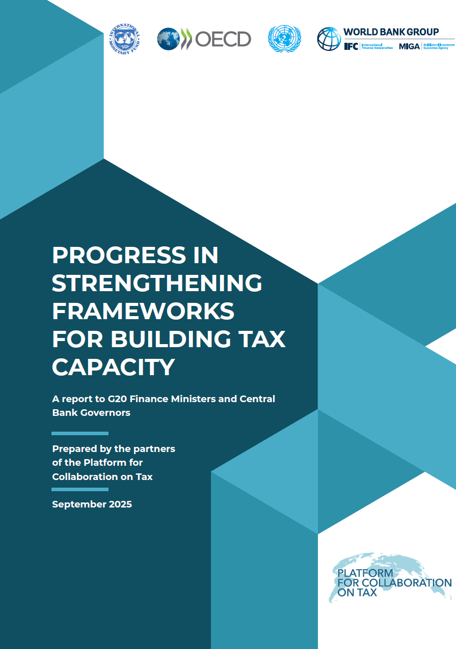 Cover of the Progress in Strengthening Frameworks for Building Tax Capacity Report